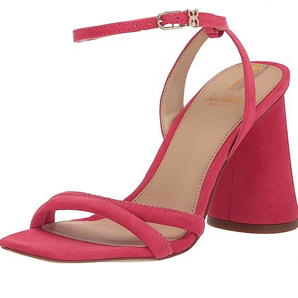 Sam Edelman Kia Ultra Fuchsia Squared Open Toe Ankle Strap Block Heeled Sandals